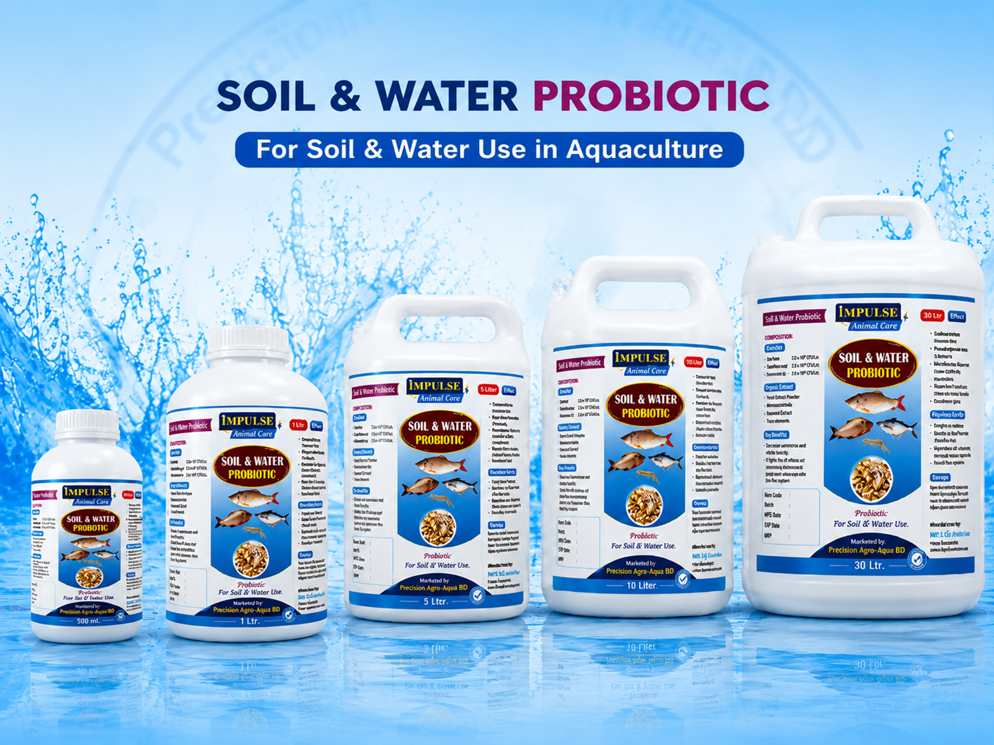 Soil and Water Probiotic products for aquaculture pond preparation and water quality improvement